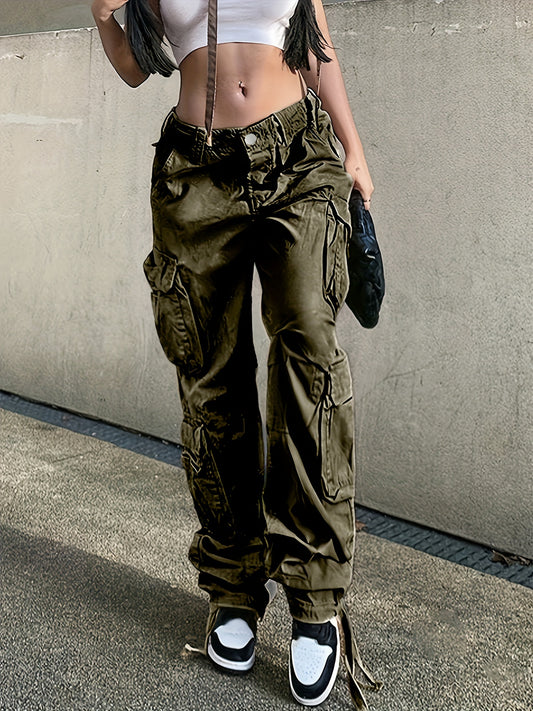 Black Flap Pockets Straight Jeans