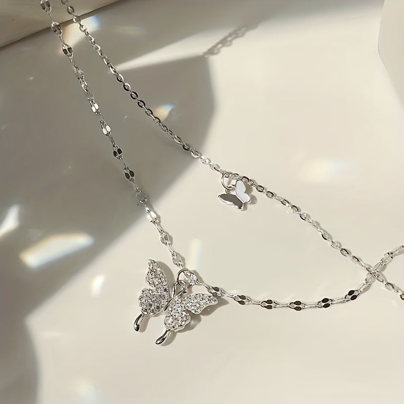 Y2K Rhinestone Butterfly Necklace