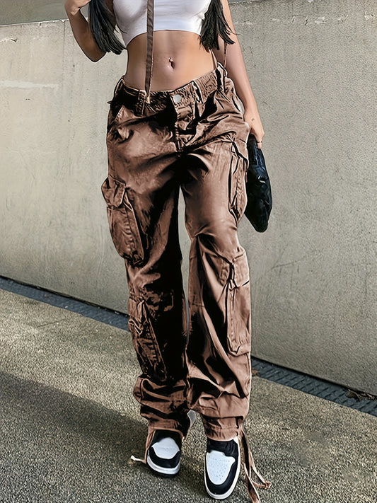 Black Flap Pockets Straight Jeans