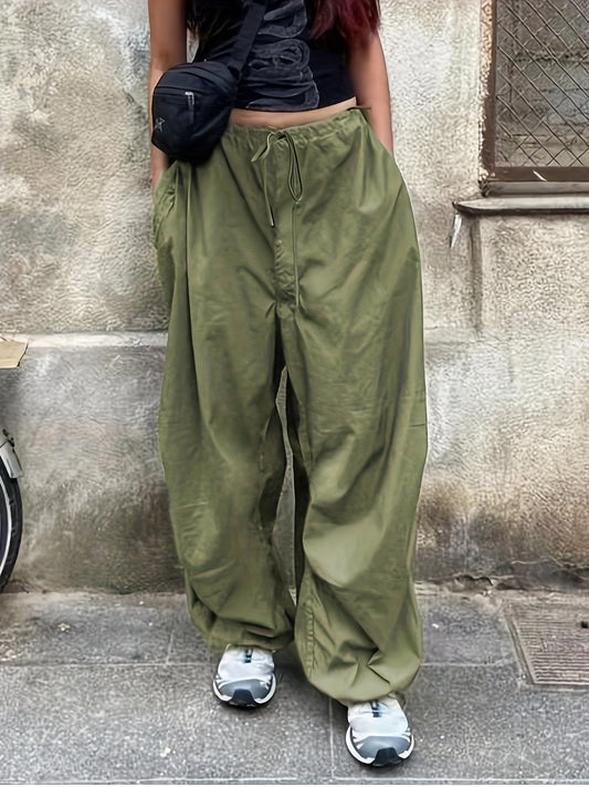Versatile Y2K Polyester Cargo Pants