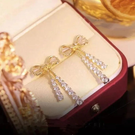 Bowknot Dangle Stud Earrings