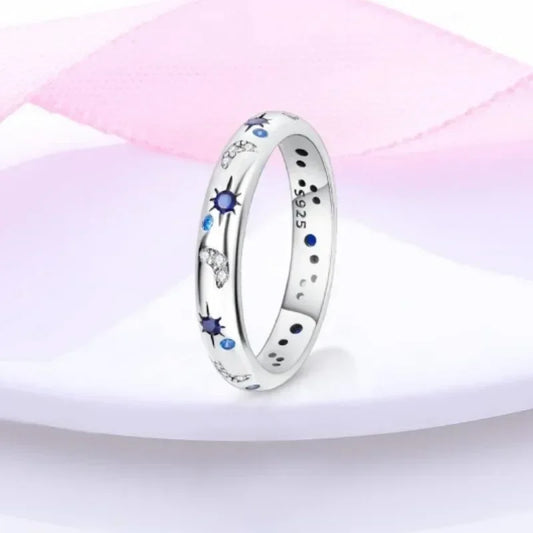Sparkling Moon Sun Star Crystal Ring