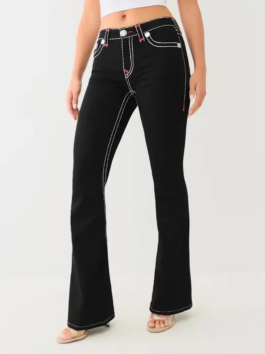 Black High Stretch Embroidery Jeans