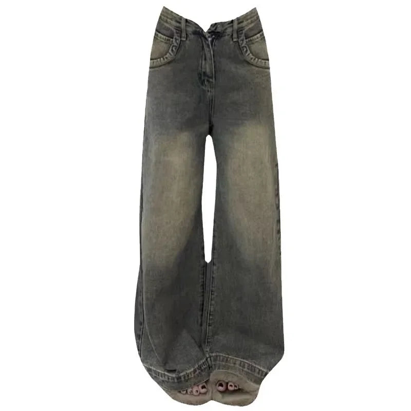 Vintage Distressed Wide-leg Jeans