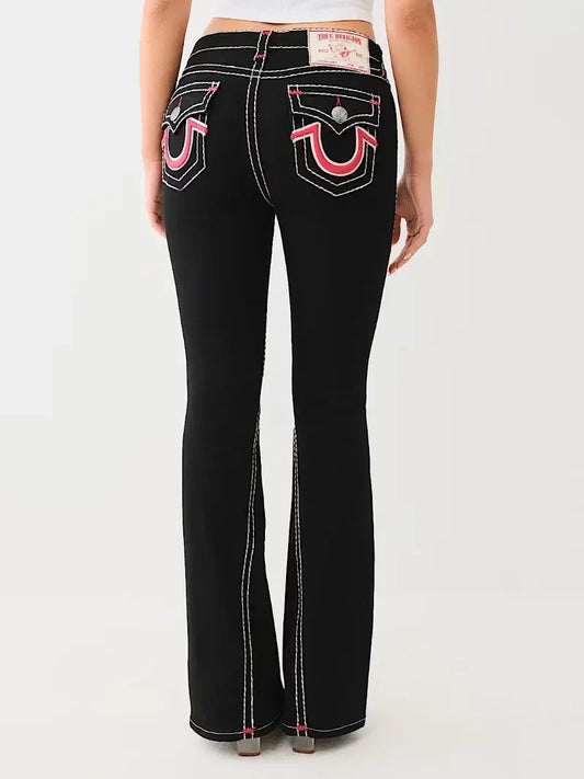 Black High Stretch Embroidery Jeans
