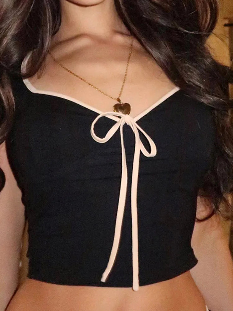 Crop Top Bow Baby Tees