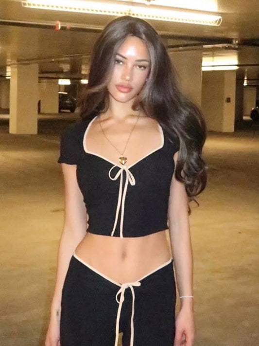 Crop Top Bow Baby Tees