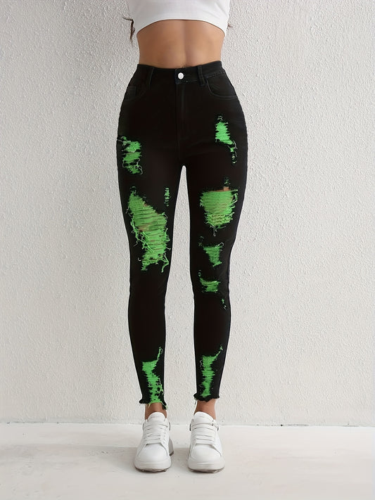 Stylish Black Ripped Skinny Jeans