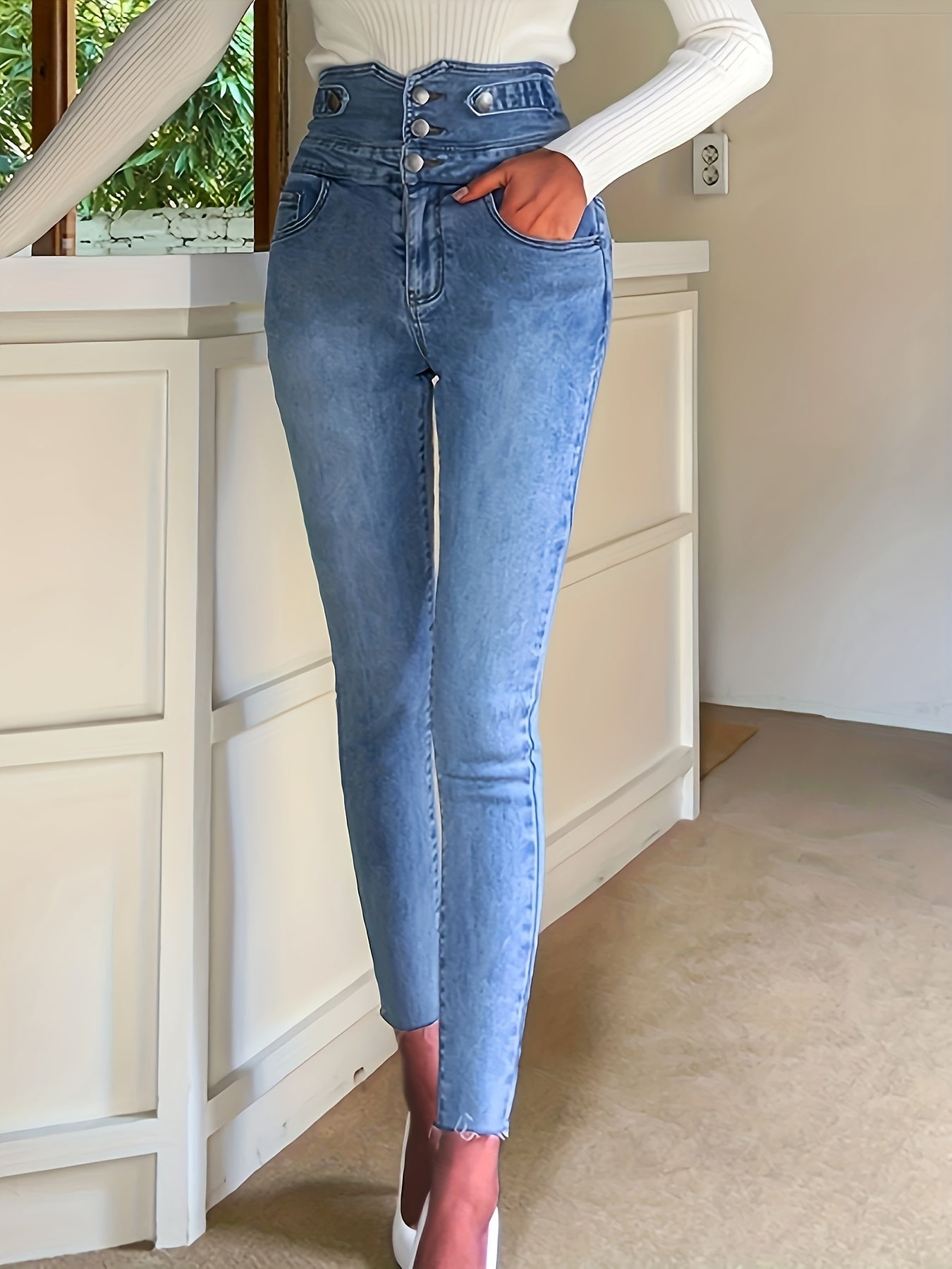 High Waist Tummy Control Denim Pants