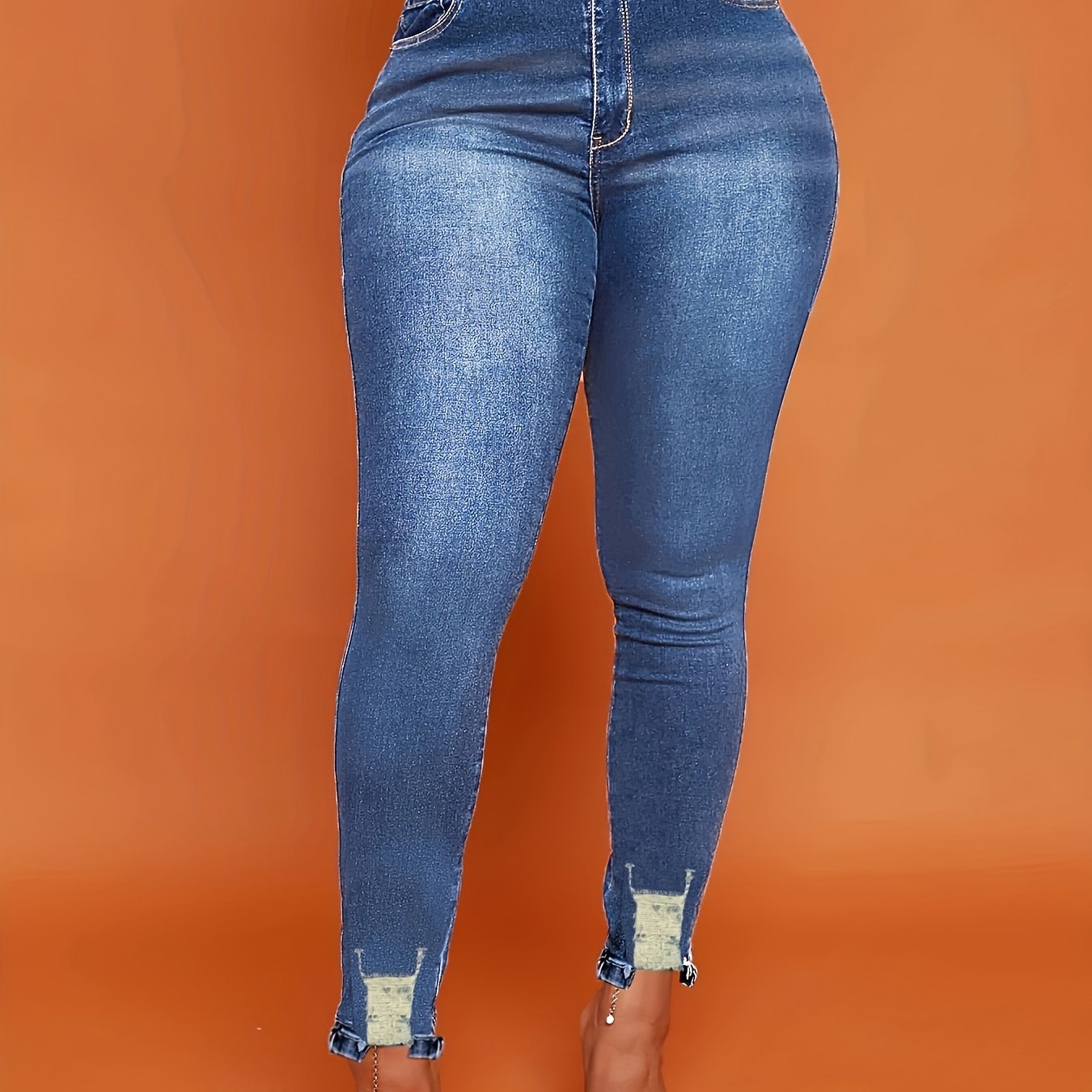 Chic & Stylish Blue Ripped Skinny Jeans