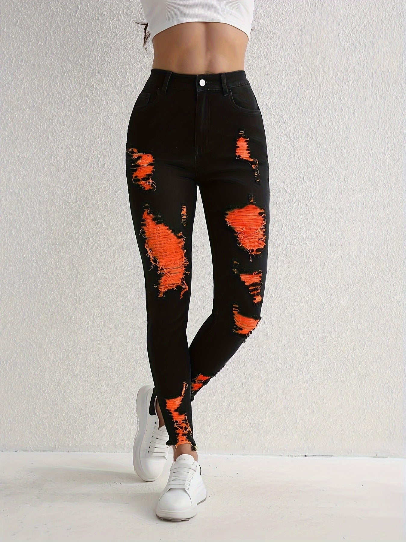 Stylish Black Ripped Skinny Jeans