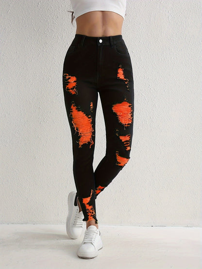 Stylish Black Ripped Skinny Jeans