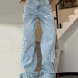 Vintage-Inspired Blue Star Wide-Leg Jeans