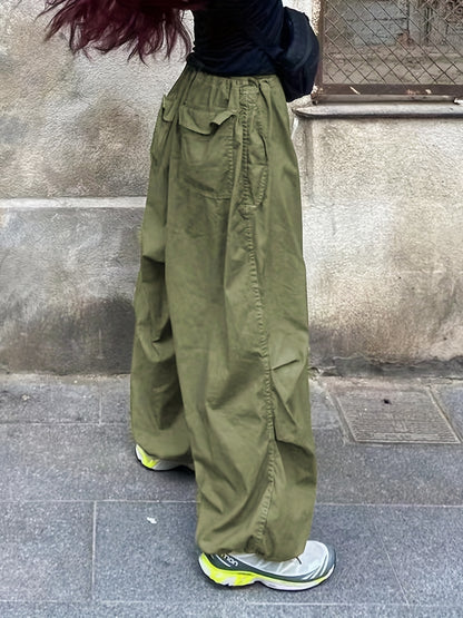 Versatile Y2K Polyester Cargo Pants