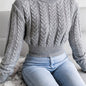 Cable Crew Neck Crop Sweater