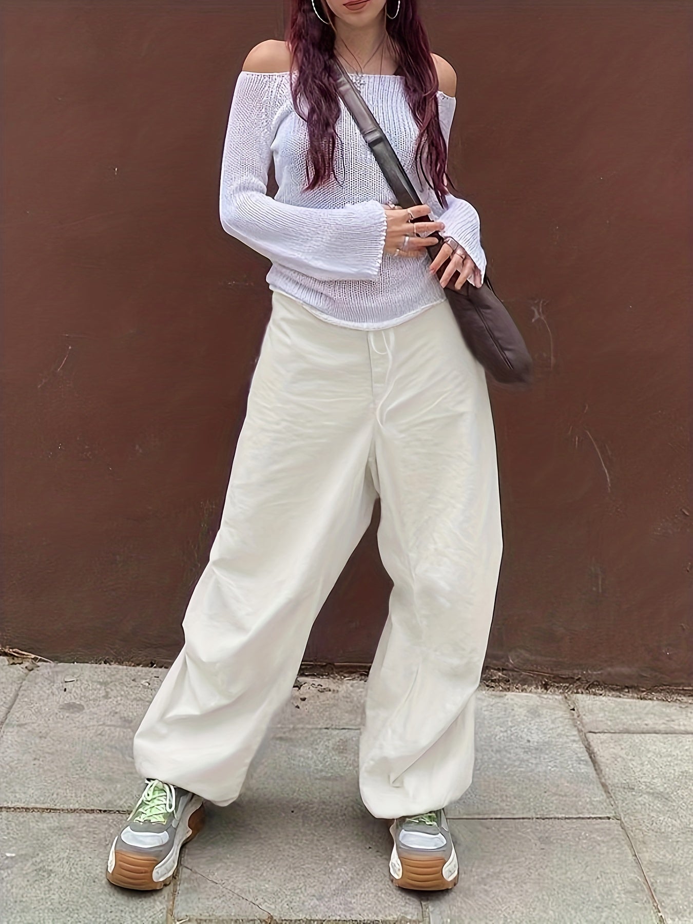 Versatile Y2K Polyester Cargo Pants