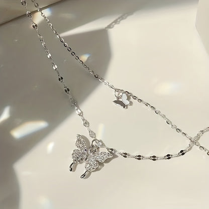 Y2K Rhinestone Butterfly Necklace