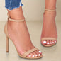 Beige Stiletto Sandals with Ankle Strap