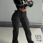 Black Flap Pockets Straight Jeans