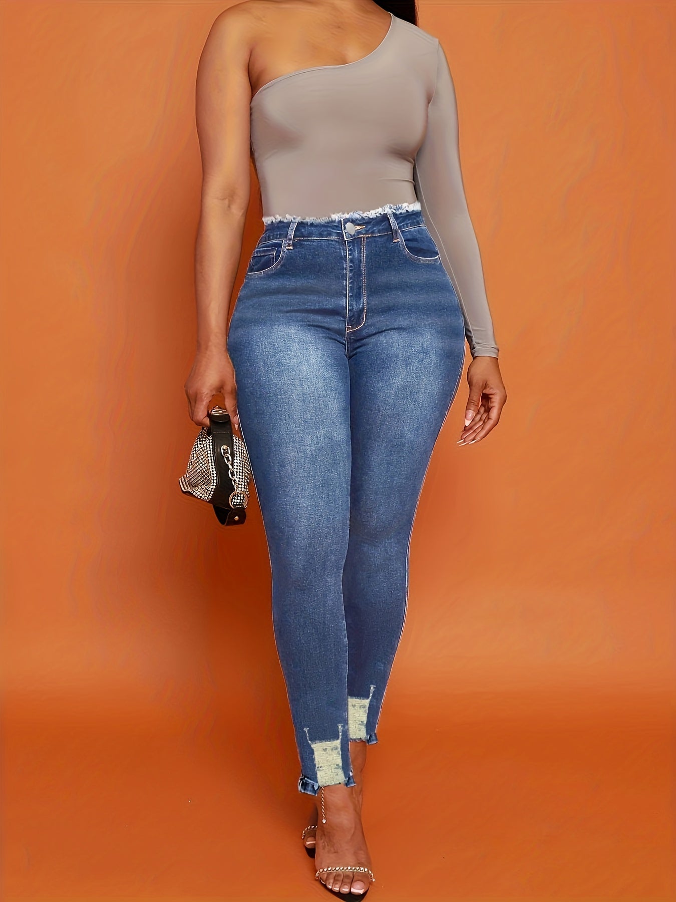 Chic & Stylish Blue Ripped Skinny Jeans