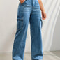 High-Waisted Denim Cargo Jeans