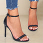 Beige Stiletto Sandals with Ankle Strap