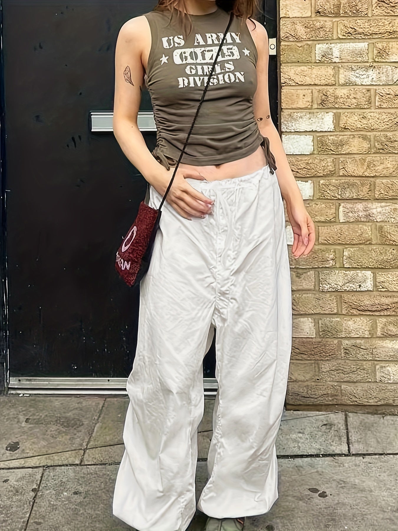Versatile Y2K Polyester Cargo Pants