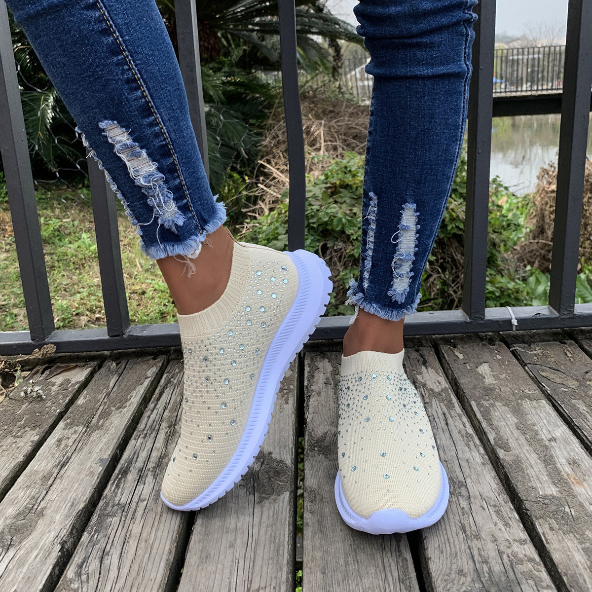 Lightweight Breathable Mesh Platform Sneakers