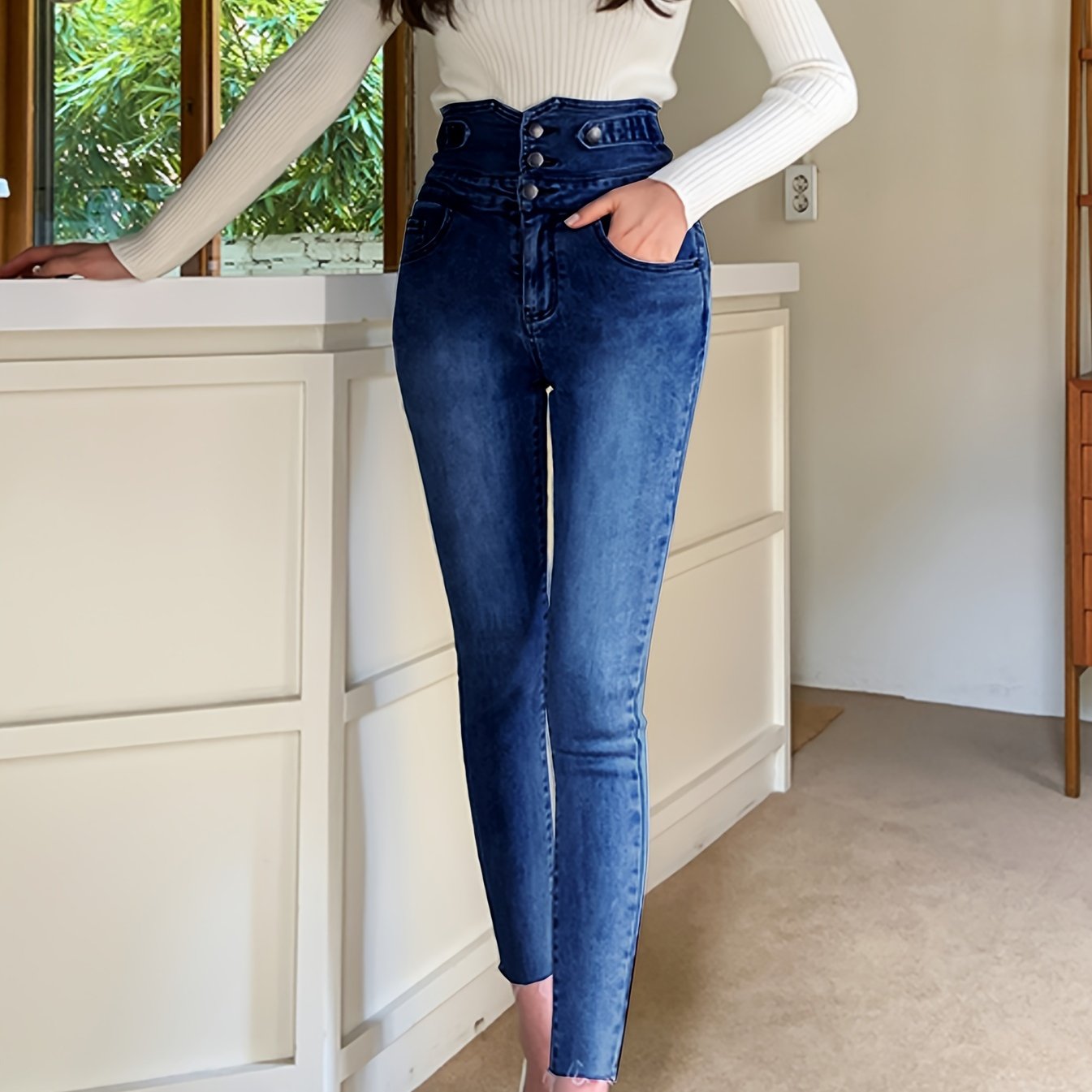 High Waist Tummy Control Denim Pants