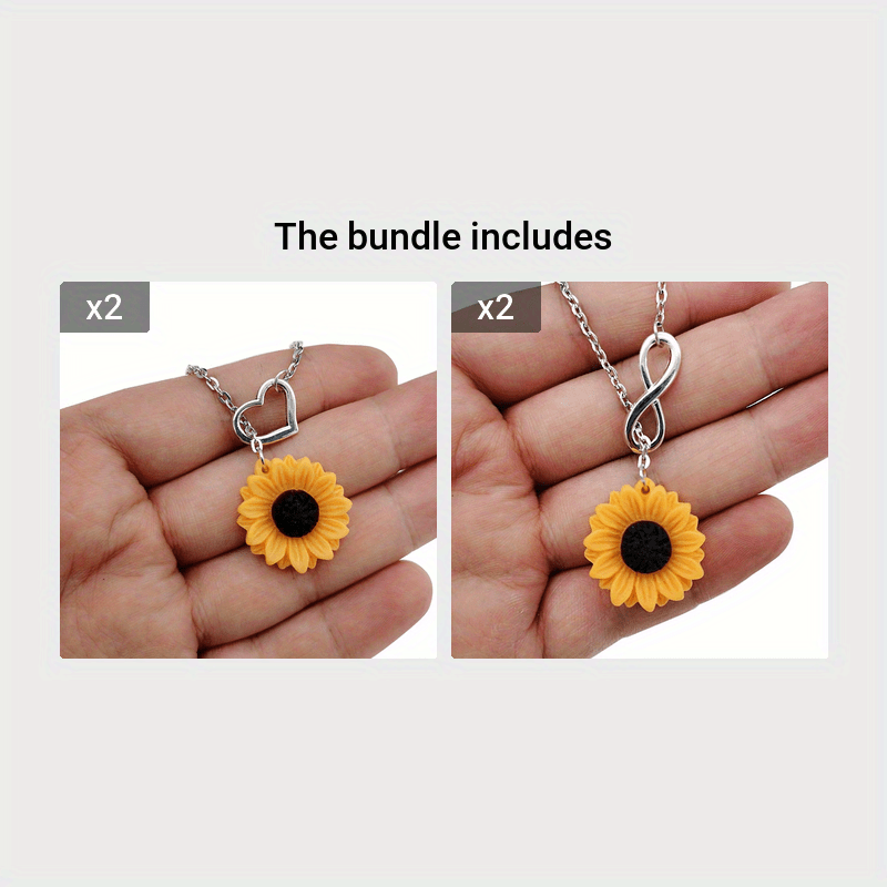 Vibrant Yellow Sunflower Heart Lariat Necklace