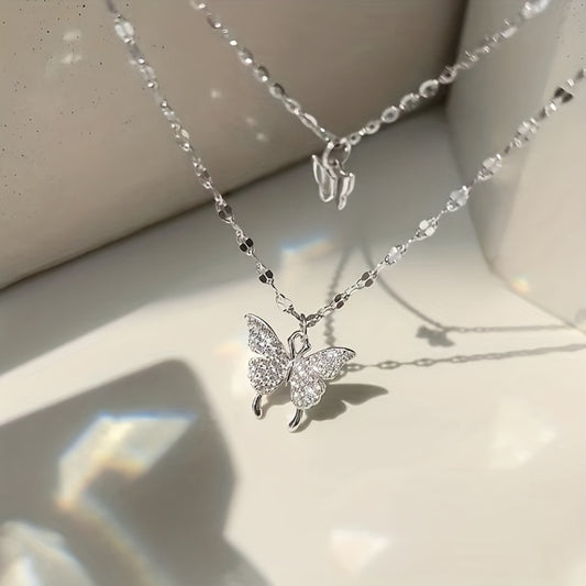 Y2K Rhinestone Butterfly Necklace