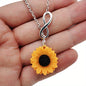 Vibrant Yellow Sunflower Heart Lariat Necklace