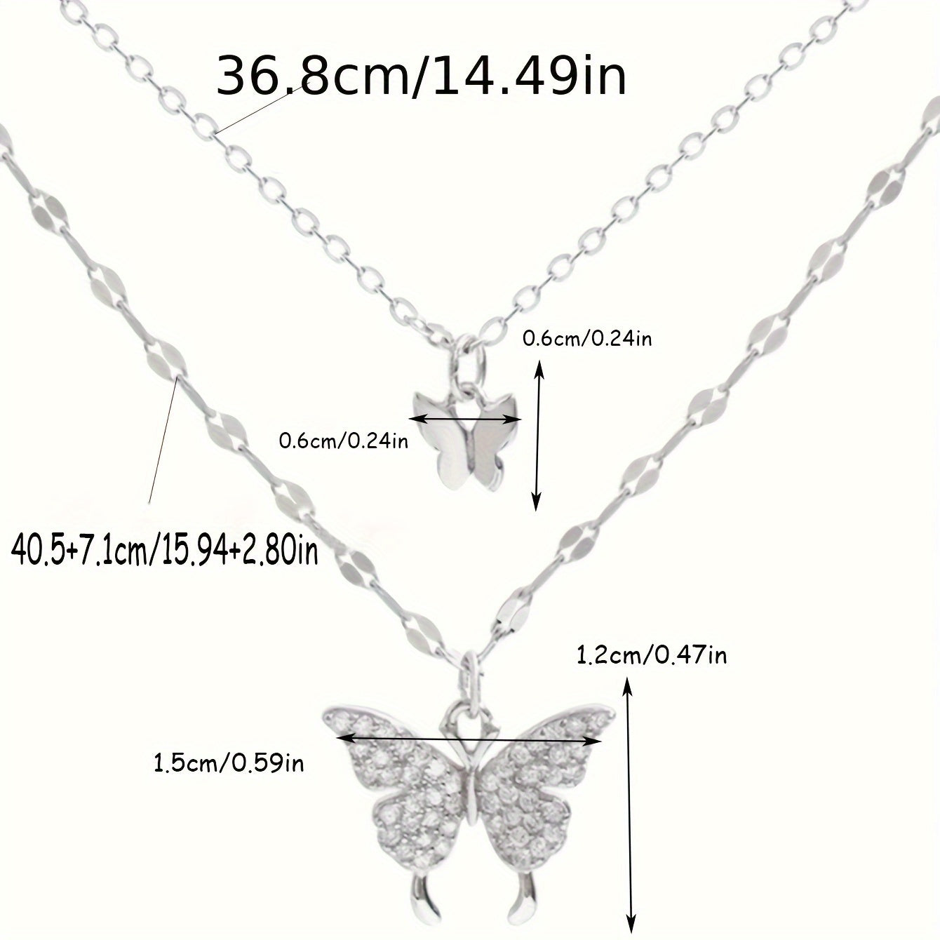 Y2K Rhinestone Butterfly Necklace
