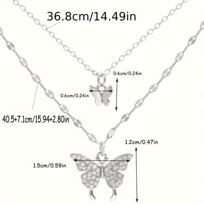 Y2K Rhinestone Butterfly Necklace