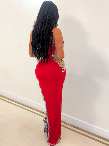 Sexy Rhinestone Long Dress