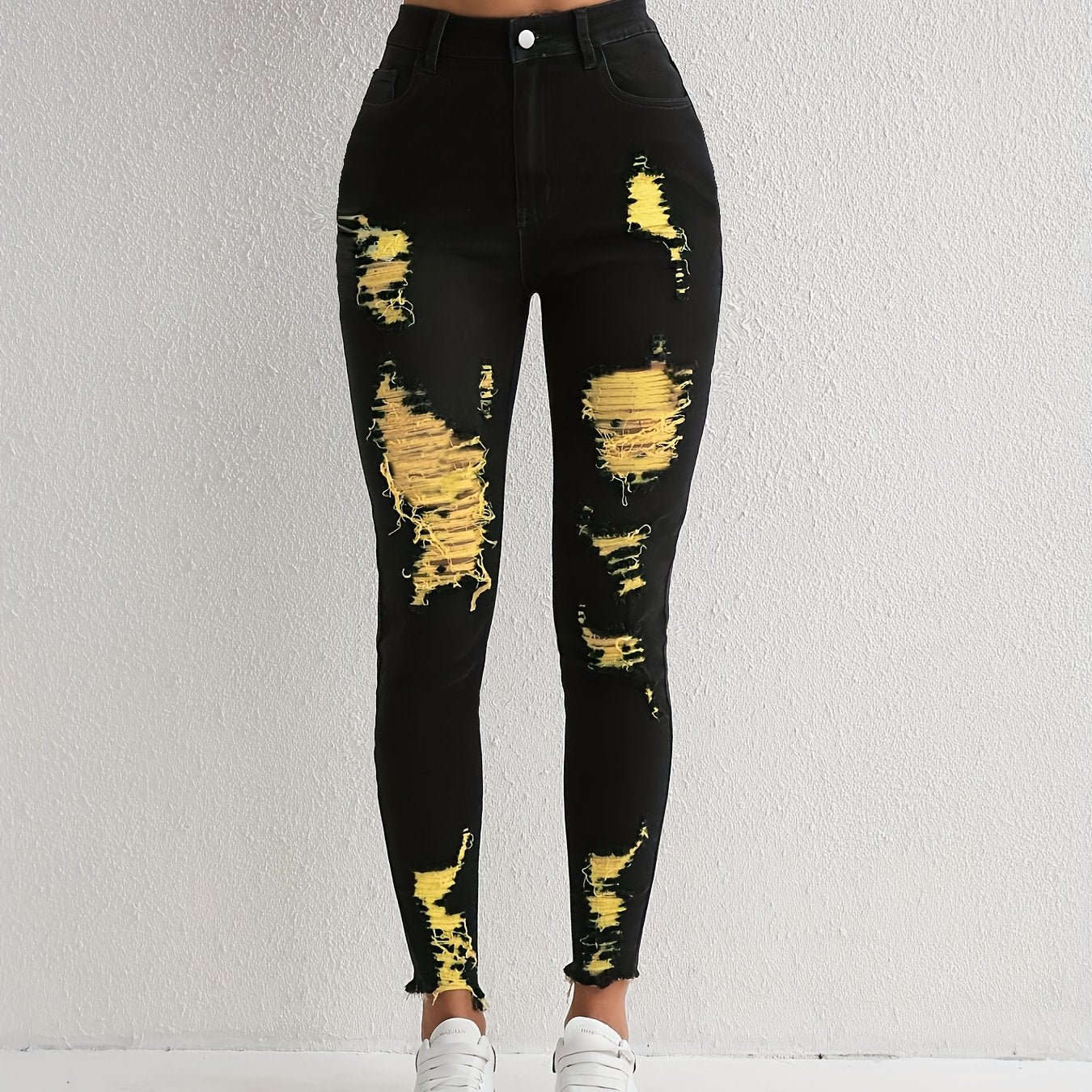 Stylish Black Ripped Skinny Jeans
