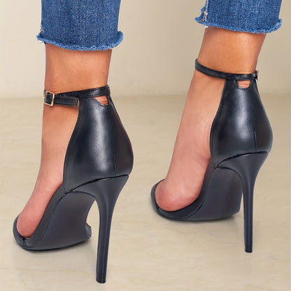 Beige Stiletto Sandals with Ankle Strap