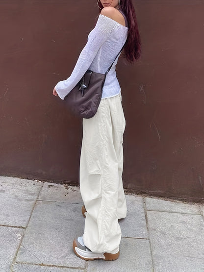 Versatile Y2K Polyester Cargo Pants