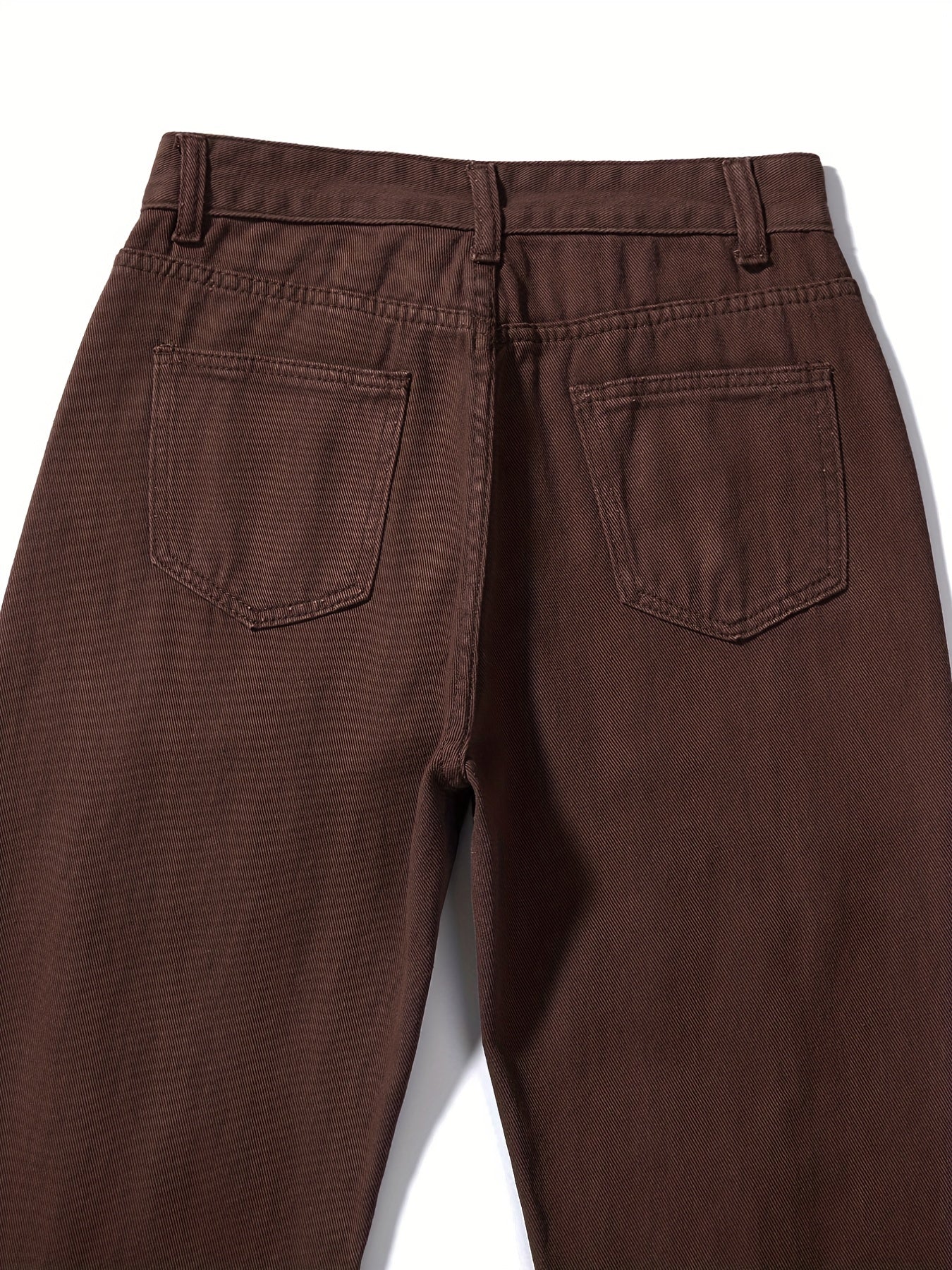 Plain Ripped Holes Straight Jeans