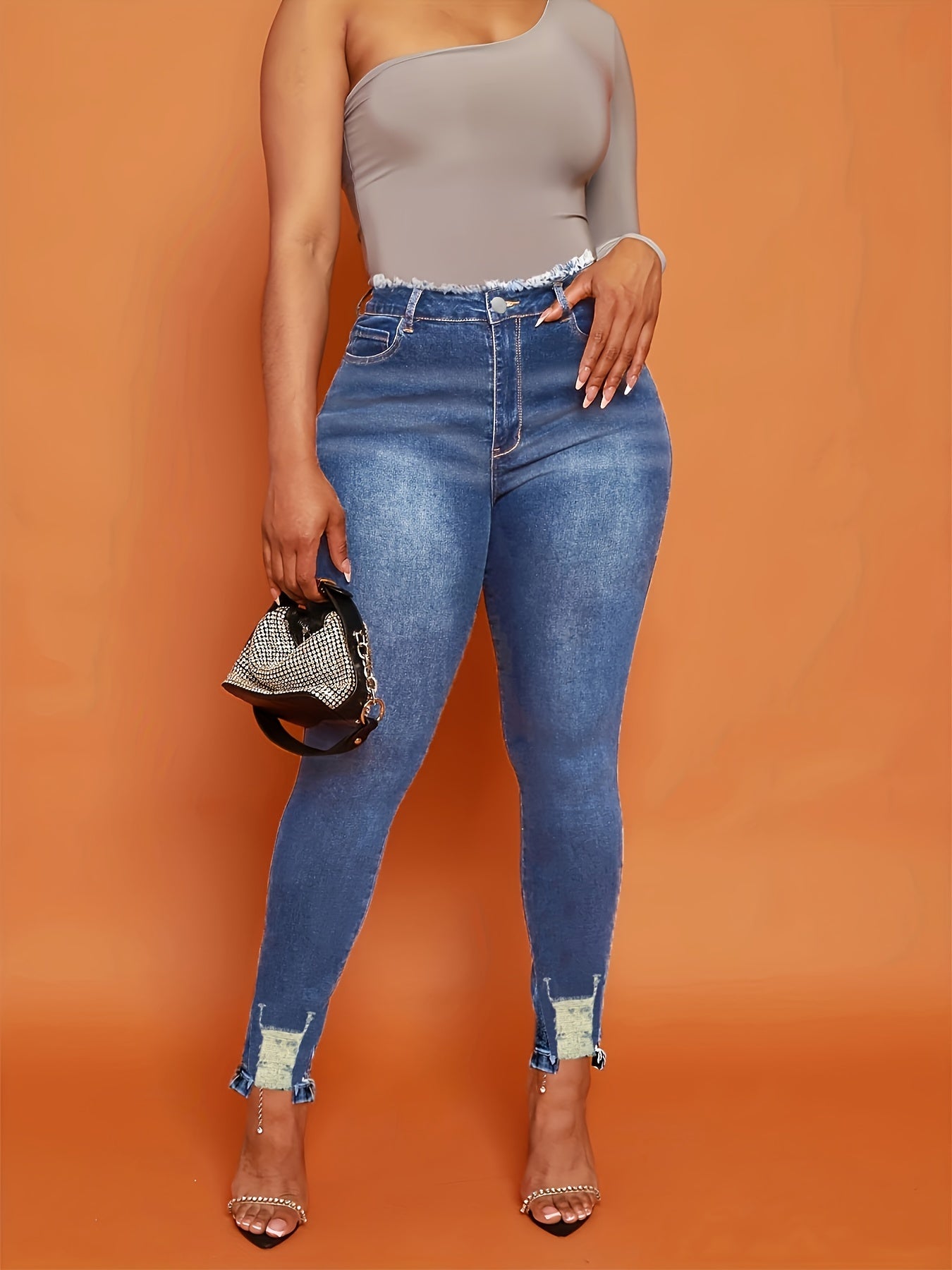 Chic & Stylish Blue Ripped Skinny Jeans