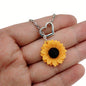 Vibrant Yellow Sunflower Heart Lariat Necklace