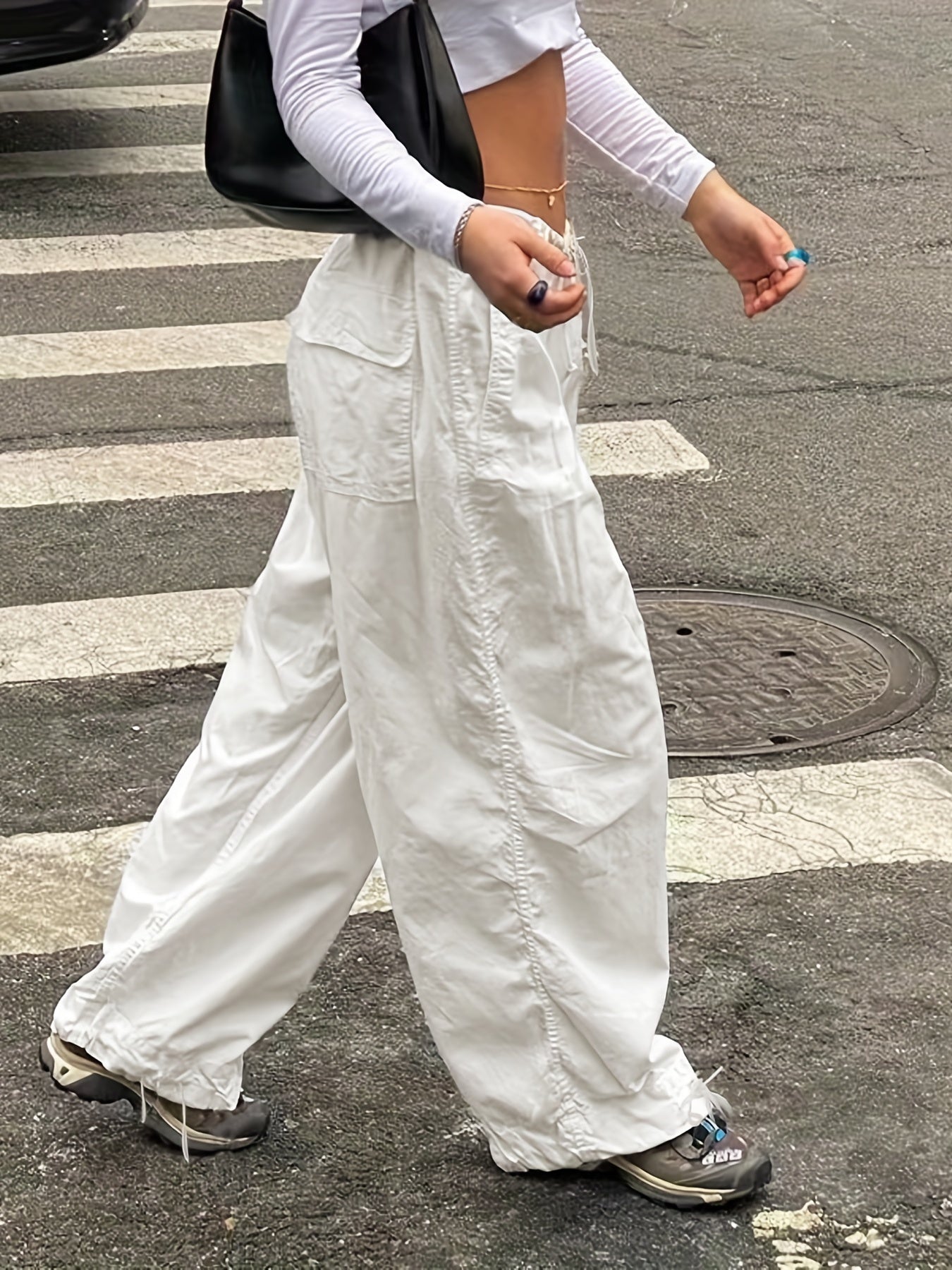 Versatile Y2K Polyester Cargo Pants