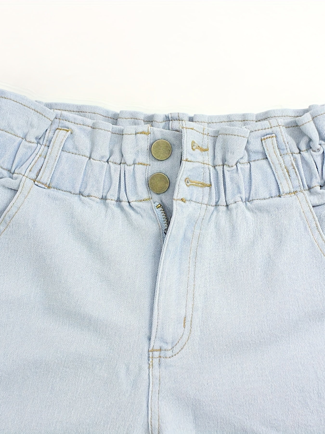 Waistband Tie Belt Denim Shorts