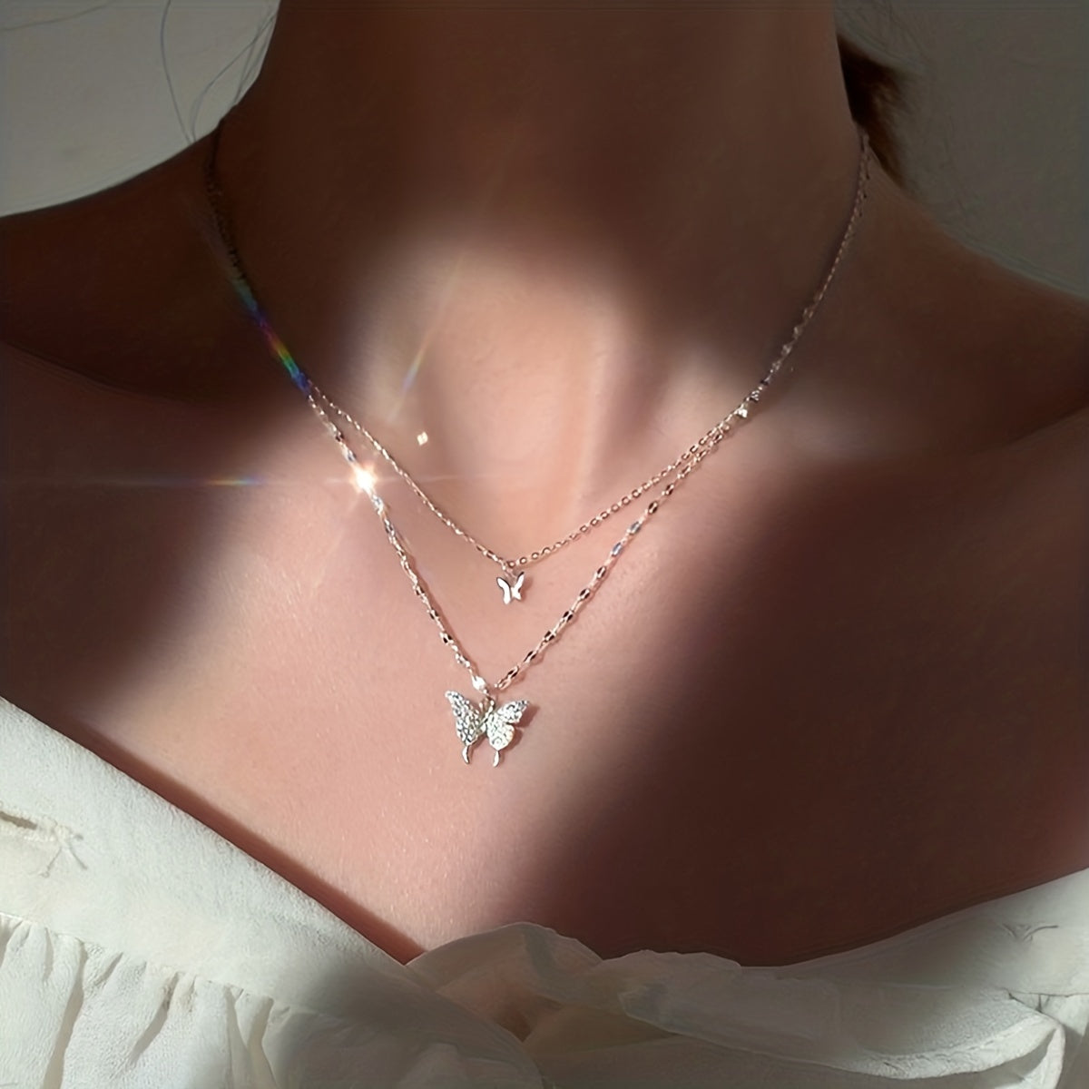 Y2K Rhinestone Butterfly Necklace