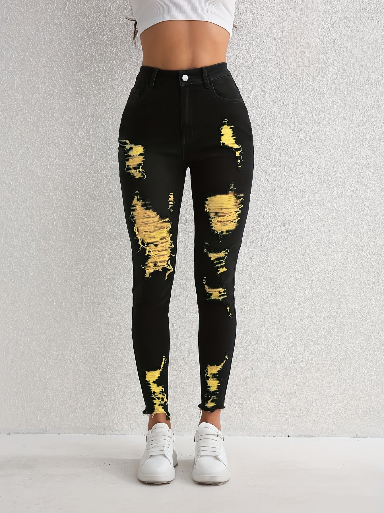 Stylish Black Ripped Skinny Jeans