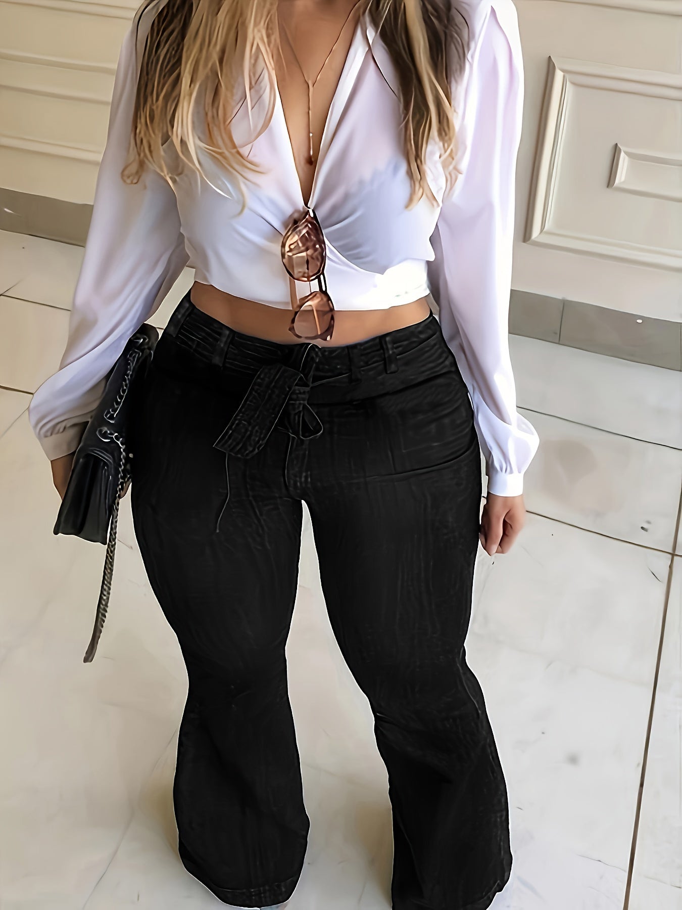 curvy girls High Rise Flared Leg Jeans