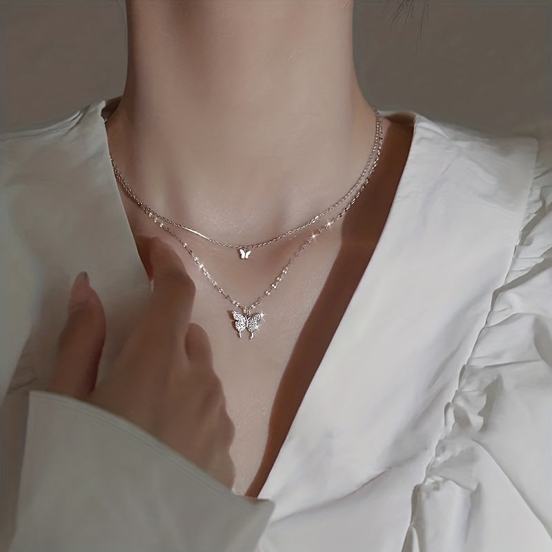 Y2K Rhinestone Butterfly Necklace