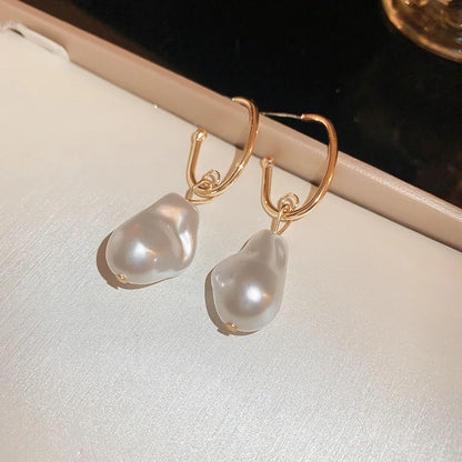 Pearl Earrings Heart Round Stud Earrings