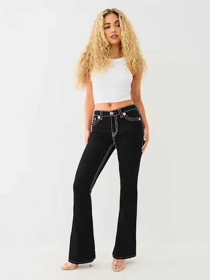 Black High Stretch Embroidery Jeans