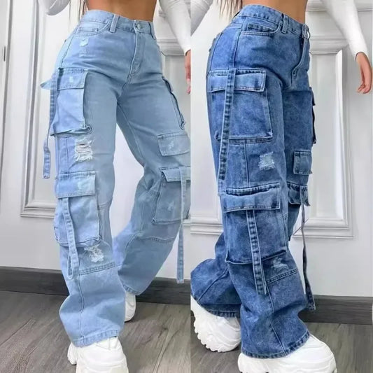Versatile Multi-pocket Casual jeans
